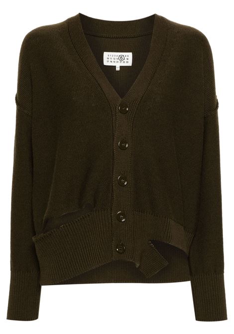 Cardigan con cut-out in verde di MM6 Maison Margiela - donna MM6 MAISON MARGIELA | Maglie | S52HP0019M13044727